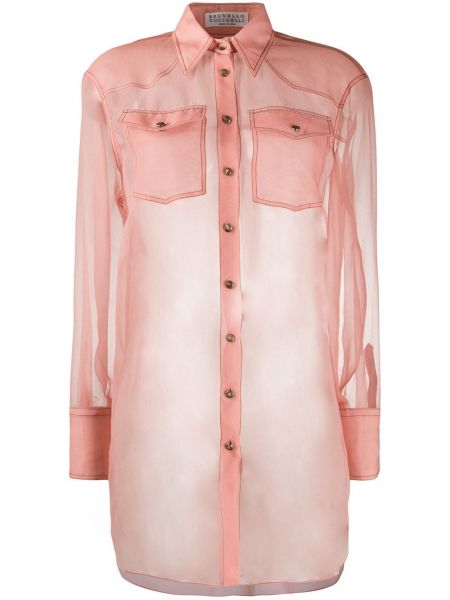 Prozorna svilena bluza Brunello Cucinelli roza