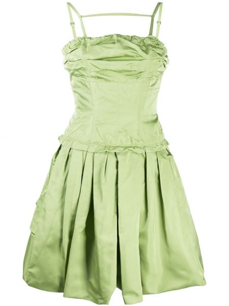 Hedvábné rozšířené šaty Louis Vuitton - zelená