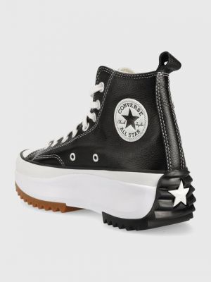 Pantofi din piele cu platformă cu stele Converse negru