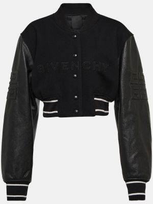 Черный шерстяной кожаный бомбер Givenchy