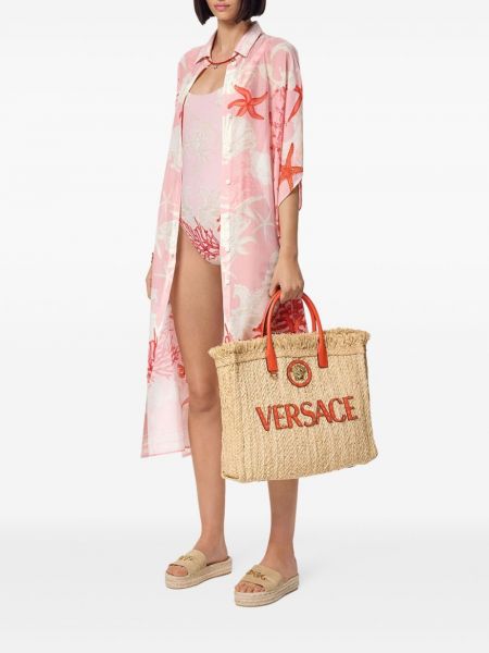 Robe à imprimé de plage Versace rose