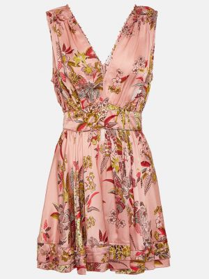 Платье мини с принтом Poupette St Barth розовое