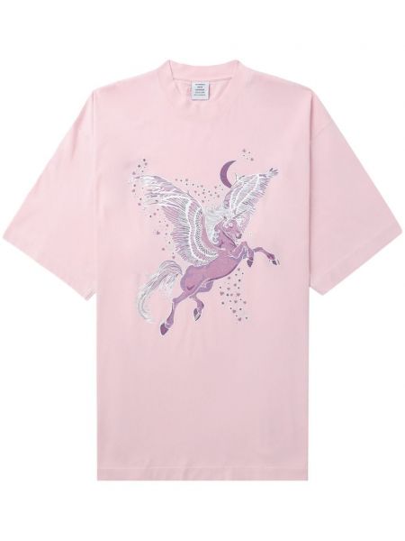 Bavlnené tričko s potlačou Vetements ružová