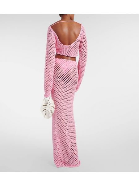 Βαμβακερή maxi φούστα Bananhot ροζ
