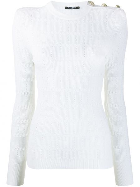 Jersey de punto de tela jersey con estampado de rombos Balmain blanco