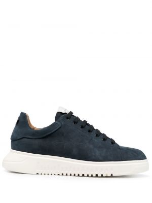 Semsket skinn sneakers Emporio Armani blå