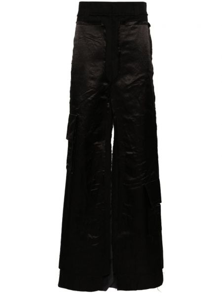Βαμβακερό παντελόνι με ίσιο πόδι Mlga μαύρο
