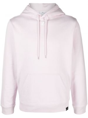 Pamučna hoodie s kapuljačom s vezom Courreges ružičasta