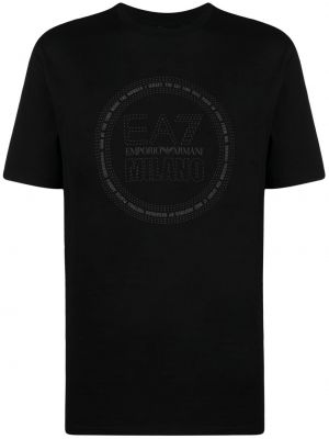 T-shirt aus baumwoll mit print Ea7 Emporio Armani schwarz