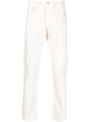 Pamut hímzett slim fit skinny farmernadrág Polo Ralph Lauren fehér