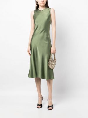 Zielona jedwabna sukienka koktajlowa bez rękawów Cynthia Rowley
