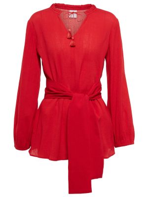 Памучна блуза Max Mara червено