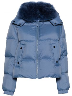 Pikowana kurtka puchowa z futerkiem Liska niebieska