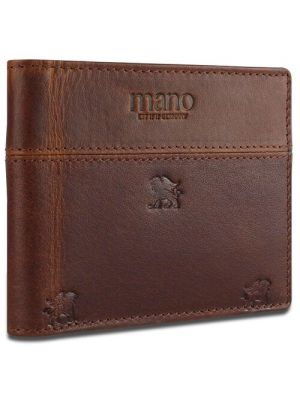 Портмоне Mano, натуральная кожа, тиснение, отделение для карт, подарочная упаковка коричневый