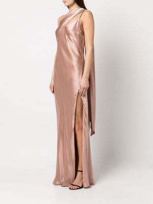 Jedwabna sukienka drapowana Michelle Mason różowa