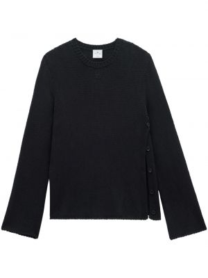 Памучен ленен пуловер Courreges черно