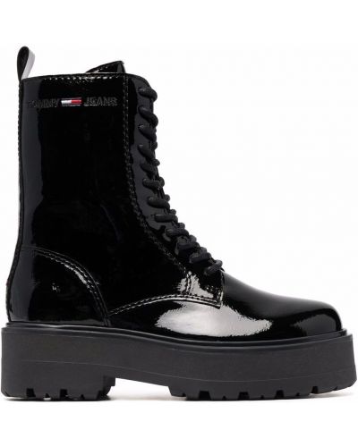 Nėriniuotos auliniai batai su raišteliais Tommy Jeans juoda