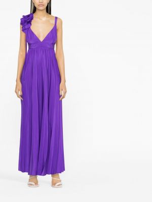 Gėlėtas vakarinė suknelė v formos iškirpte P.a.r.o.s.h. violetinė