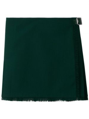 Pliszírozott gyapjú szoknya Burberry zöld