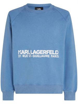 Bavlnená mikina s potlačou Karl Lagerfeld modrá