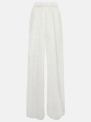 Čipkované voľné nohavice s vysokým pásom Osã©ree biela