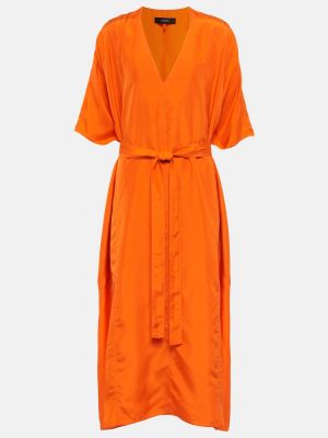 Jedwabna sukienka midi Joseph pomarańczowa