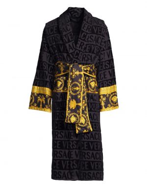 Банный халат с логотипом в стиле барокко Versace черный