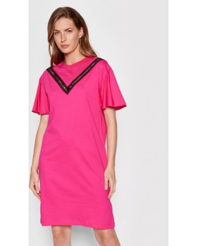 KARL LAGERFELD Hétköznapi ruha Lace Insert 221W1350 Rózsaszín Relaxed Fit