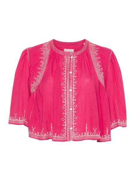 Bluzka bawełniana Isabel Marant Etoile różowa