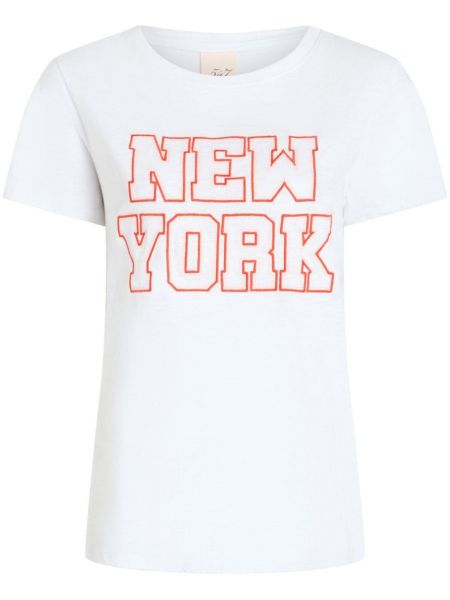 T-shirt avec imprimé slogan en coton à imprimé Cinq A Sept blanc