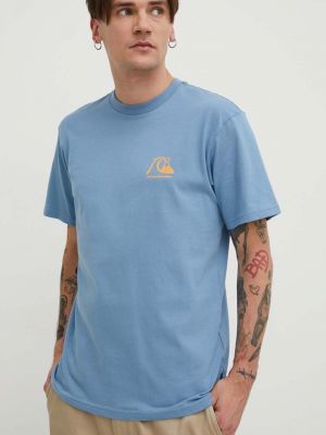 Koszulka bawełniana z nadrukiem Quiksilver niebieska