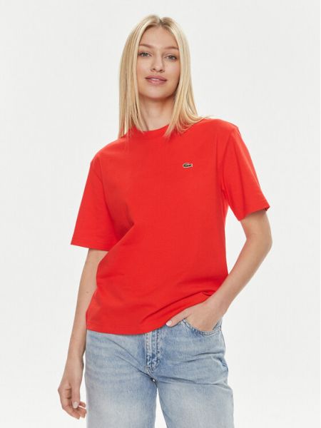 Slim fit tričko Lacoste červené