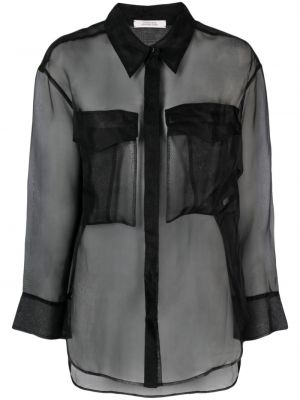 Прозрачна копринена блуза Dorothee Schumacher черно