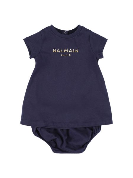 Jersey bomull dress for jenter Balmain blå