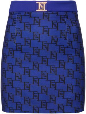 Mini spódniczka z nadrukiem z krepy Elisabetta Franchi niebieska