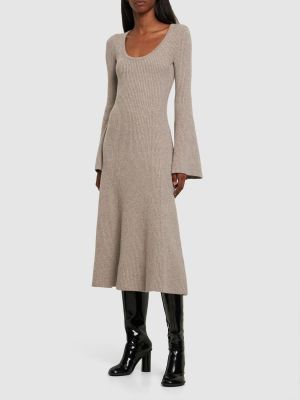 Robe mi-longue en cachemire en tricot Michael Kors Collection gris