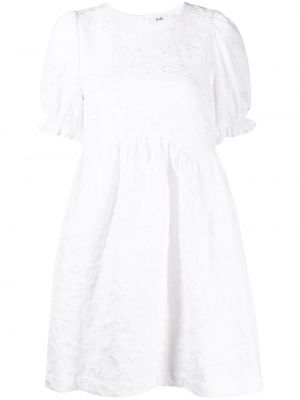 Mini obleka s cvetličnim vzorcem iz žakarda B+ab bela