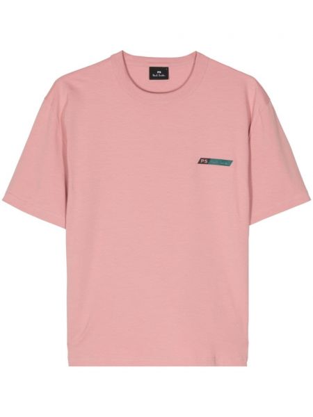 Памучна тениска с принт Ps Paul Smith розово
