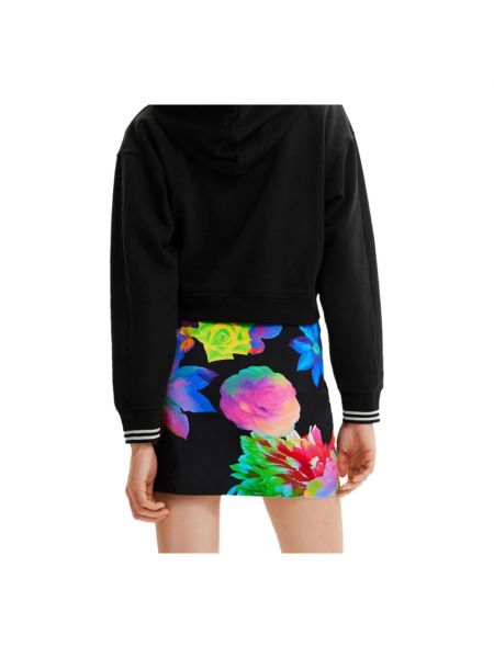 Mini falda de algodón de flores con estampado Desigual negro