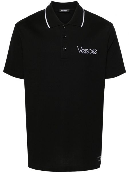 Polo majica z vezenjem Versace črna