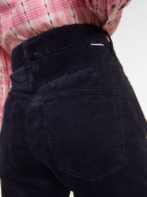 Bavlněné lněné manšestrové rovné kalhoty Marant Etoile černé