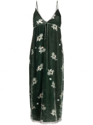 Květinové sametové šaty s potiskem Dorothee Schumacher zelené