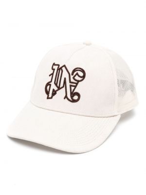 Medvilninis siuvinėtas kepurė su snapeliu Palm Angels balta