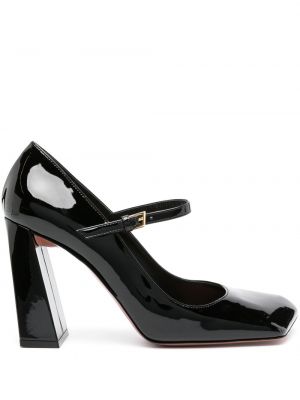 Кожени полуотворени обувки Amina Muaddi черно