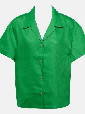Lněná košile Asceno zelená