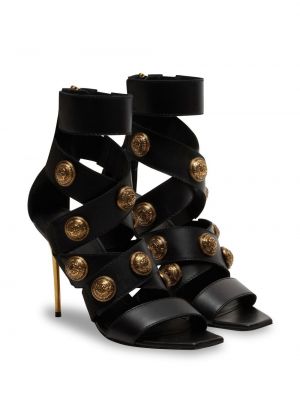 Sandales avec perles à imprimé Balmain noir