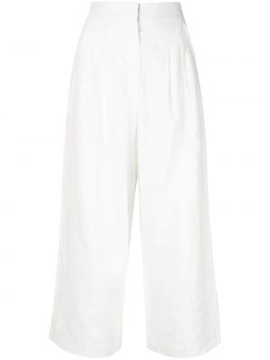 Bavlněné volné kalhoty s vysokým pasem Bambah - bílá