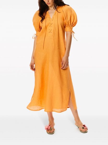 Lněné šaty Sleeper oranžové
