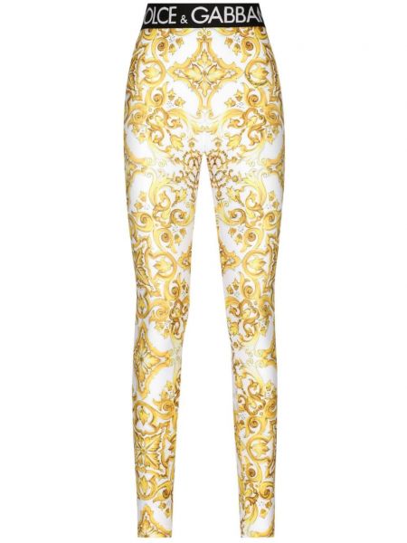 Painettu stretch housut Dolce & Gabbana keltainen