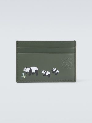 Kožená peňaženka s potlačou Loewe zelená